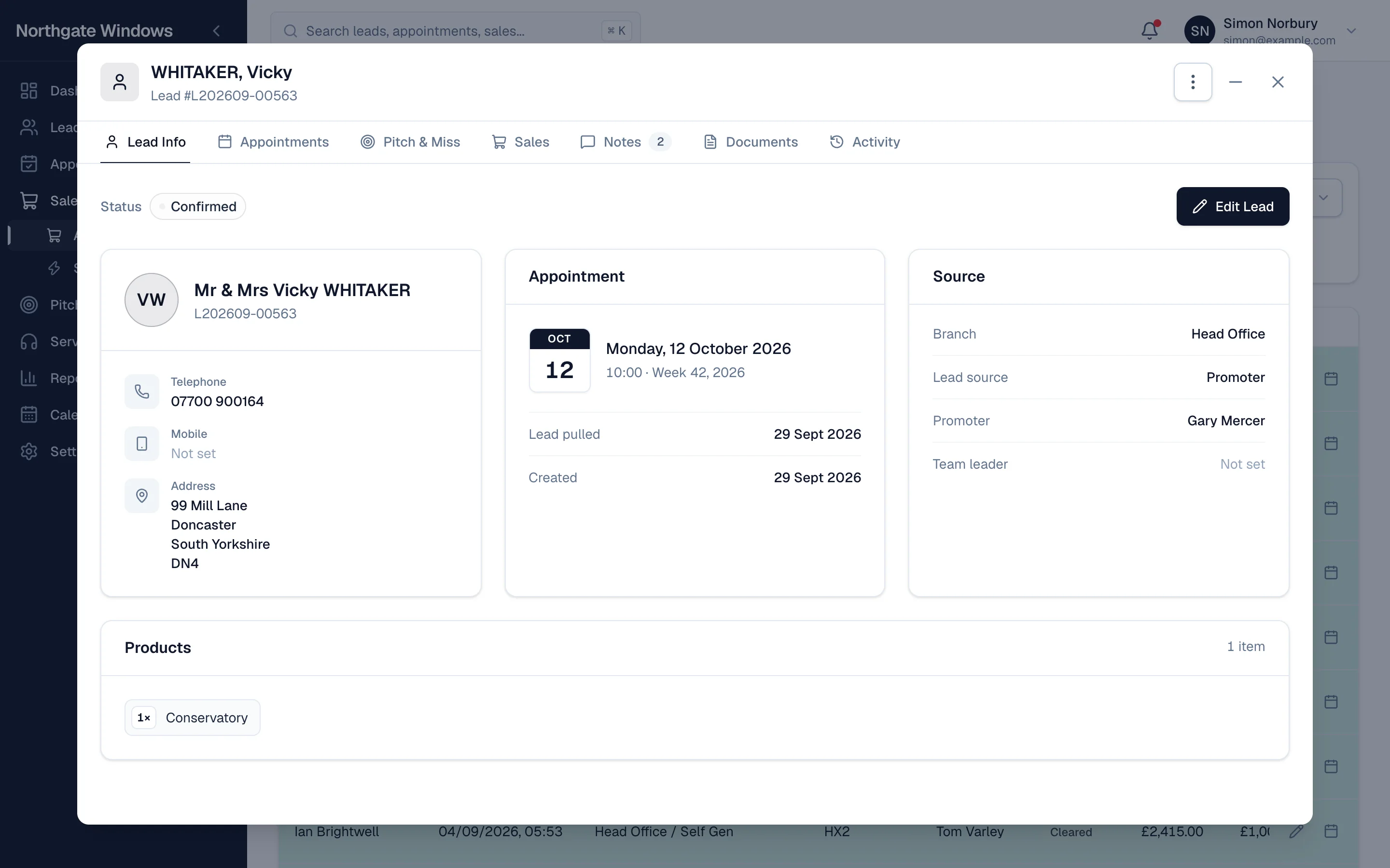 A customer record